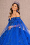 Butterfly Cape Sleeve Ball Gown in 3D by Elizabeth K GL3111