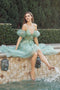 Juliet 2401: 3D Butterfly Puff Sleeve Corset Gown