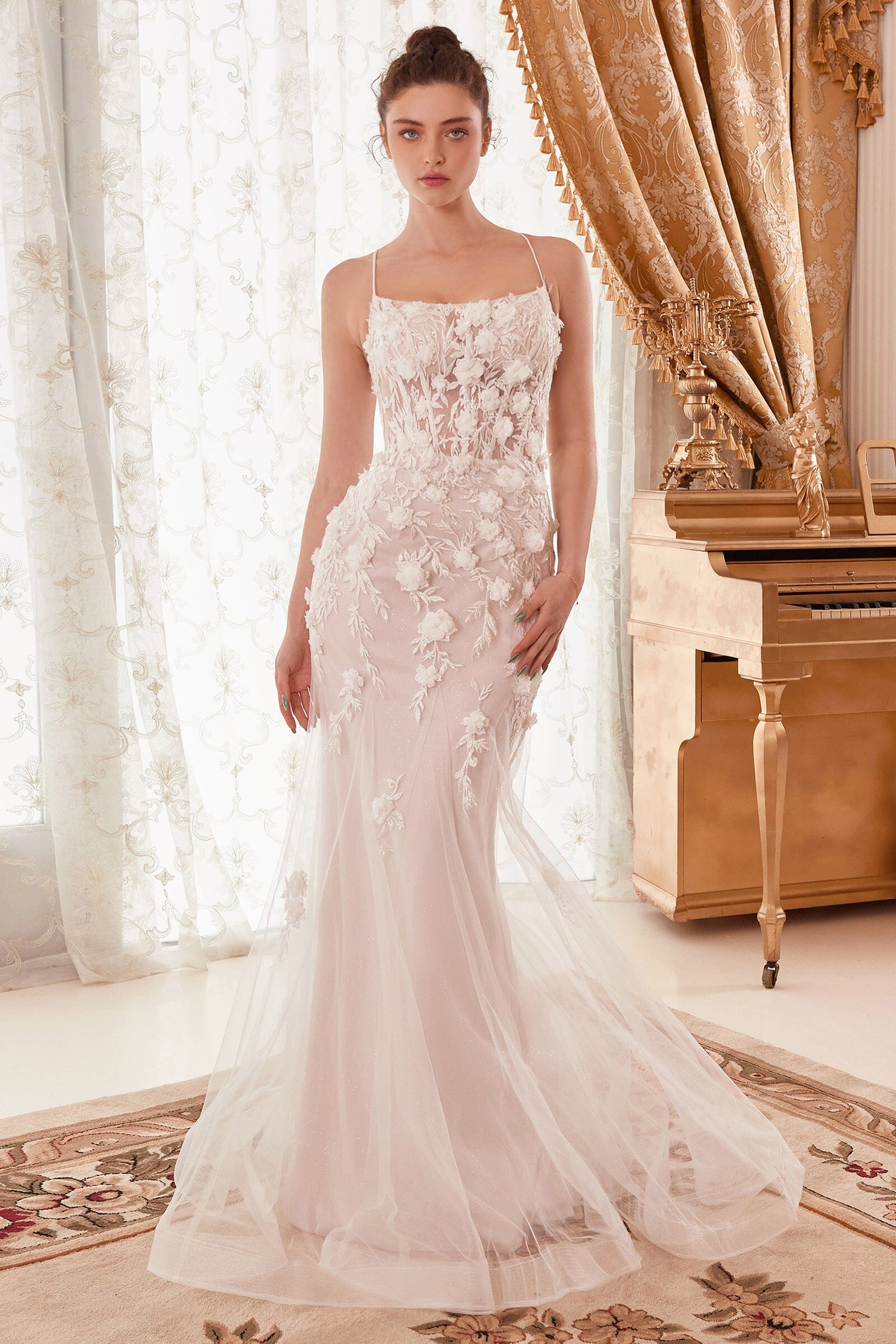 cinderella mermaid wedding dress Enchanted Mermaid Bridal Gown: 3D Floral Applique