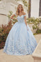 Floral Off Shoulder Ball Gown in 3D by Juliet 1434