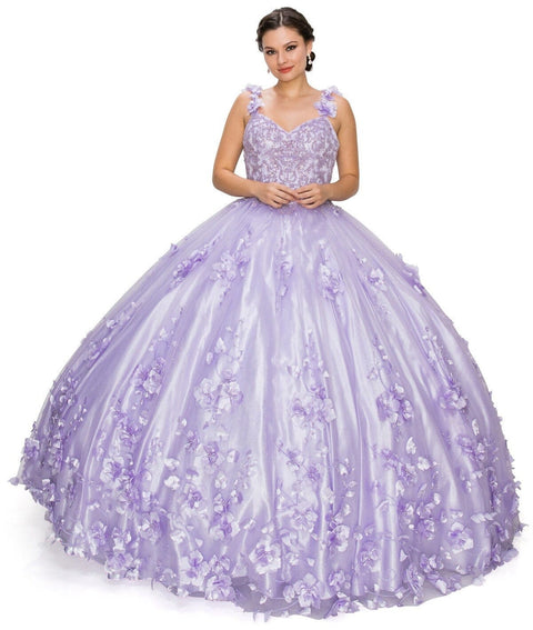 3D Cape Floral Ball Gown by Cinderella Couture 8030J