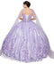 3D Cape Floral Ball Gown by Cinderella Couture 8030J
