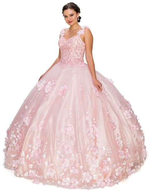 3D Cape Floral Ball Gown by Cinderella Couture 8030J