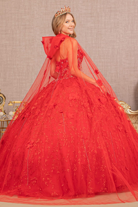 Floral Cape Ball Gown 3D by Elizabeth K GL1939