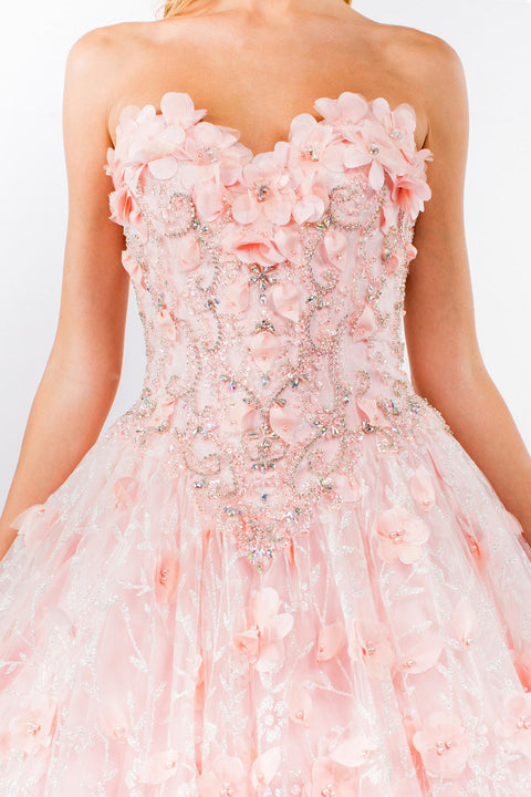 Floral Cape Ball Gown 3D by Elizabeth K GL1939