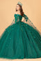 Cape Sleeve with 3D Floral Ball Gown by Elizabeth K GL3075