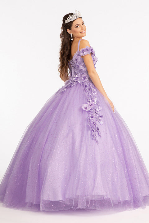 Cold Shoulder 3D Floral Ball Gown by Elizabeth K GL1988