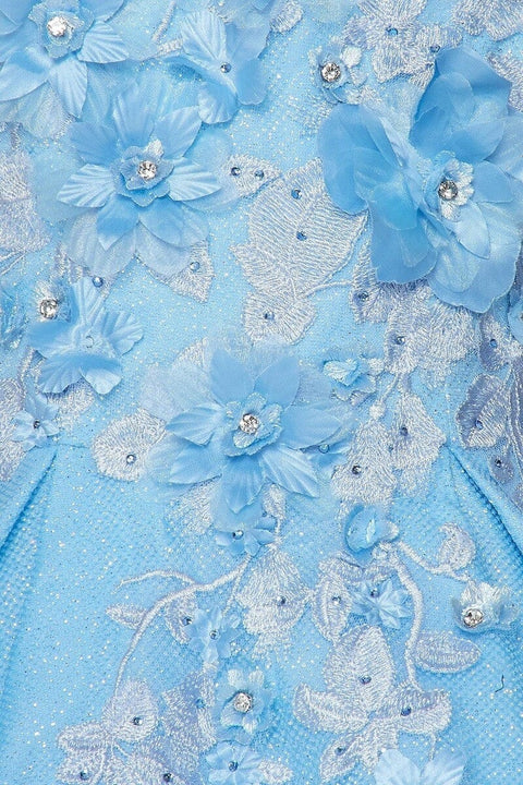Glittery Ball Gown with 3D Floral by Cinderella Couture 8020J