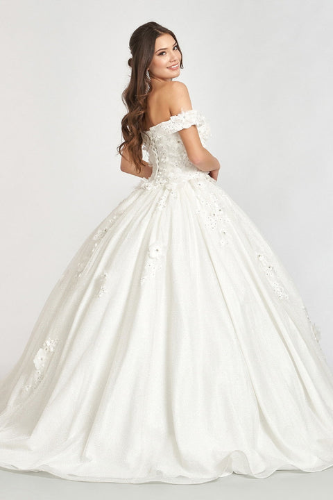 Elizabeth K GL1971: Ball Gown with 3D Floral Glitter Embellishments