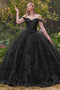 Glittery Off Shoulder with 3D Floral Ball Gown by Ladivine 15704