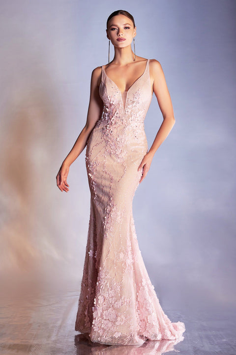 Cinderella Divine CDS403 3D Floral Mermaid Prom Dress