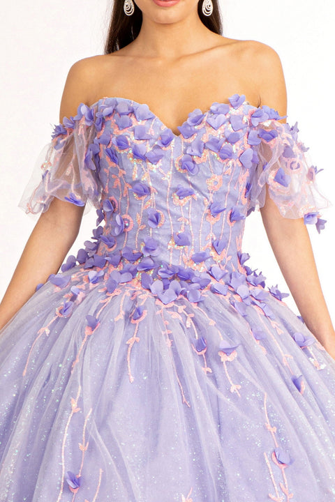 Elizabeth K GL1975 3D Off-Shoulder Floral Ball Gown