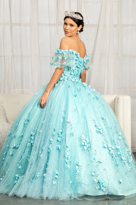 Elizabeth K GL1975 3D Off-Shoulder Floral Ball Gown