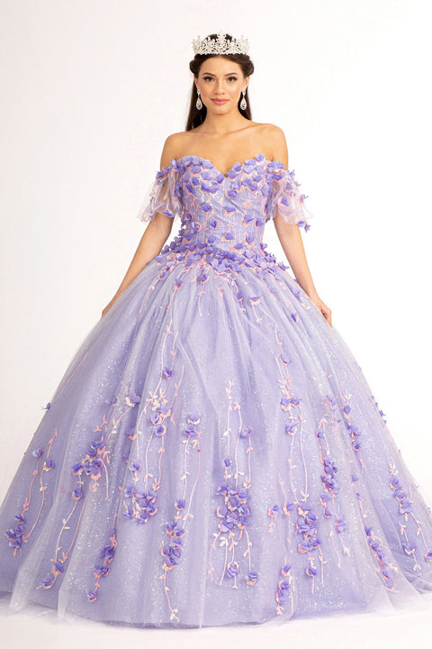 Elizabeth K GL1975 3D Off-Shoulder Floral Ball Gown