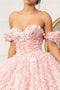 3D Off Shoulder Floral  Ball Gown by Elizabeth K GL3019