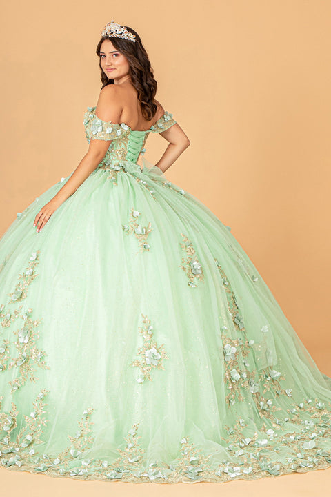 Elizabeth K GL3102 3D Off-Shoulder Floral Ball Gown