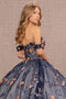 Off Shoulder 3D Floral Glitter Ball Gown by Elizabeth K GL3106