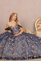 Off Shoulder 3D Floral Glitter Ball Gown by Elizabeth K GL3106