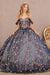 Off Shoulder 3D Floral Glitter Ball Gown by Elizabeth K GL3106