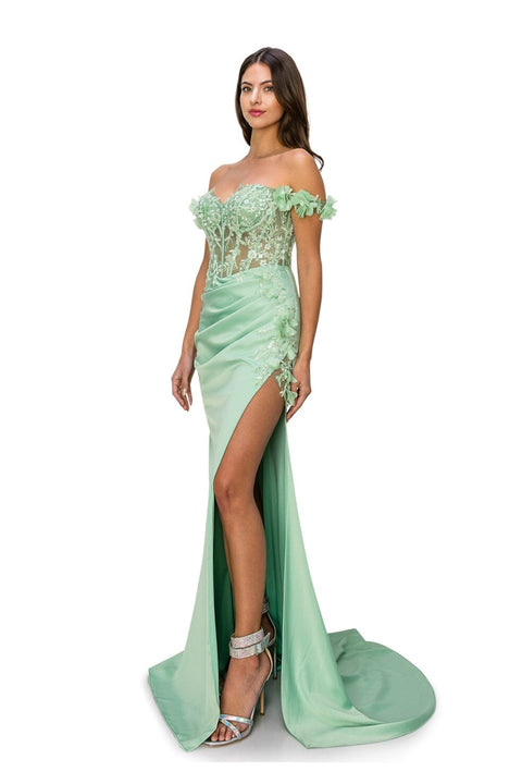 Blossom Elegance Off Shoulder Gown - Cinderella Couture 8050J