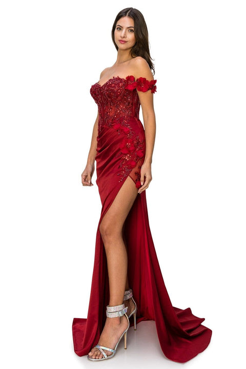 Blossom Elegance Off Shoulder Gown - Cinderella Couture 8050J