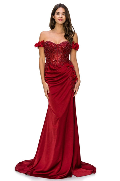 Blossom Elegance Off Shoulder Gown - Cinderella Couture 8050J
