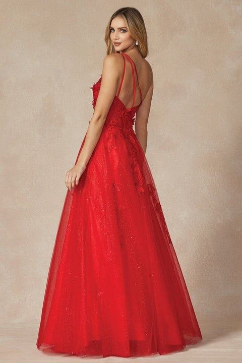 Juliet 298: A-line Gown with 3D Floral Detailing and One-Shoulder Design