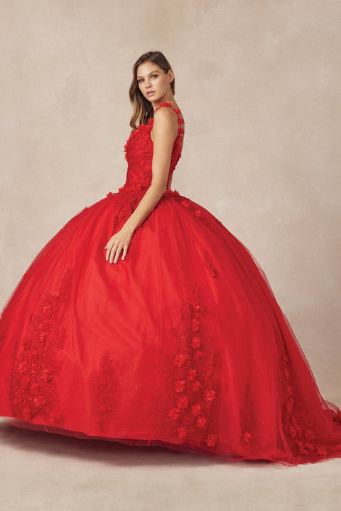 Juliet 1437 3D Sleeveless Floral Ball Gown