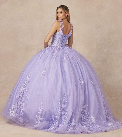 Juliet 1437 3D Sleeveless Floral Ball Gown