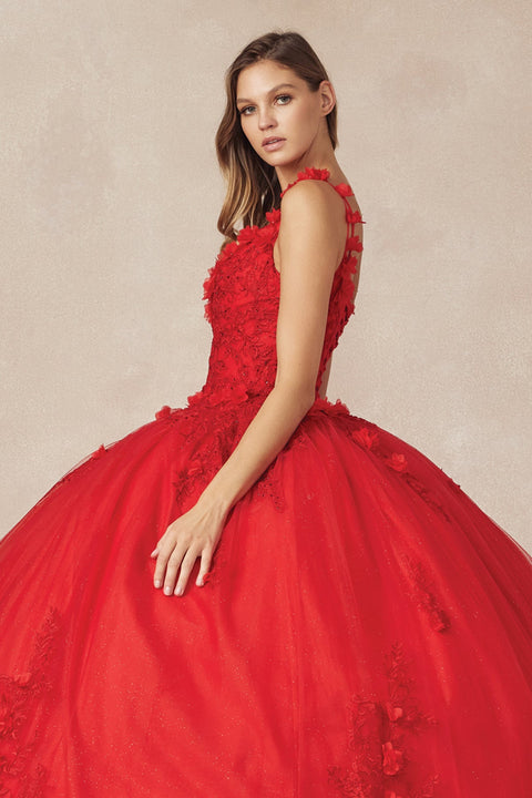 Juliet 1437 3D Sleeveless Floral Ball Gown