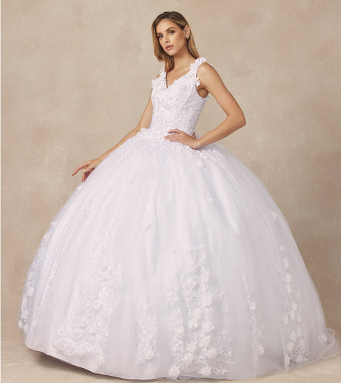 Juliet 1437 3D Sleeveless Floral Ball Gown