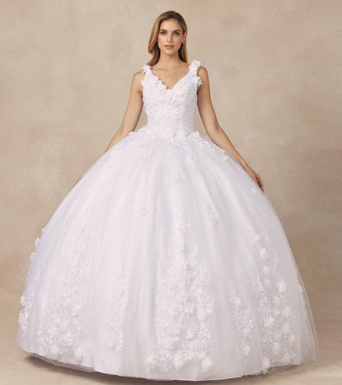 Juliet 1437 3D Sleeveless Floral Ball Gown