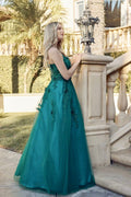 Juliet 285: Sleeveless Corset Gown with 3D Floral Appliques