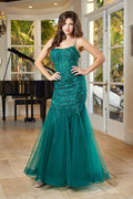 Botanical Elegance Sleeveless Corset Mermaid Dress - Adora 3091