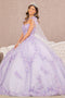 Elizabeth K GL3103: Strapless Cape Ball Gown with 3D Floral Appliques