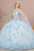 Elizabeth K GL3103: Strapless Cape Ball Gown with 3D Floral Appliques