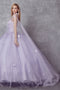 Floral Strapless Cape Ball Gown in 3D by Juliet 1435