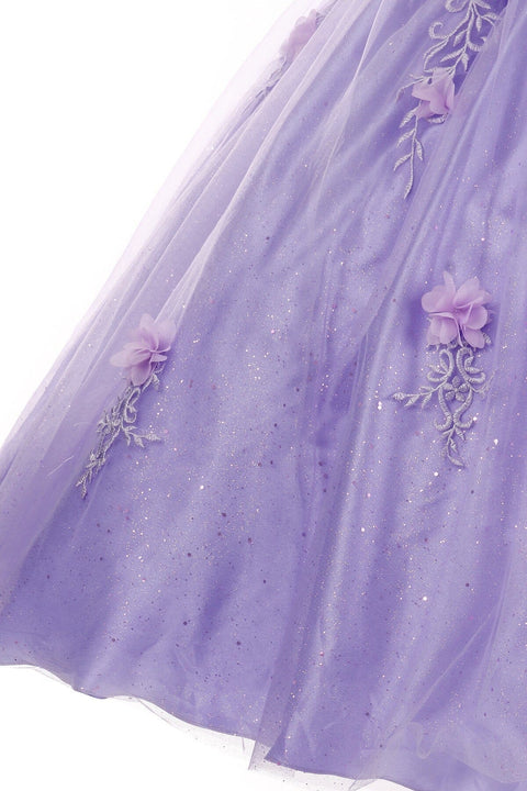 V-Neck 3D Floral  Ball Gown by Cinderella Couture 8025J