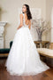 Elizabeth K GL1950: V-Neck Wedding Gown with 3D Floral Appliques