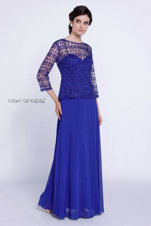 Visible Sweetheart Inner-Lay Lace Overlay Top Long Mob Dress 5083 by Nox Anabel