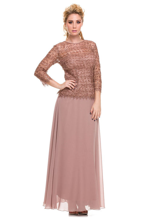 Visible Sweetheart Inner-Lay Lace Overlay Top Long Mob Dress 5083 by Nox Anabel
