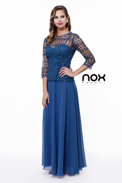Visible Sweetheart Inner-Lay Lace Overlay Top Long Mob Dress 5083 by Nox Anabel