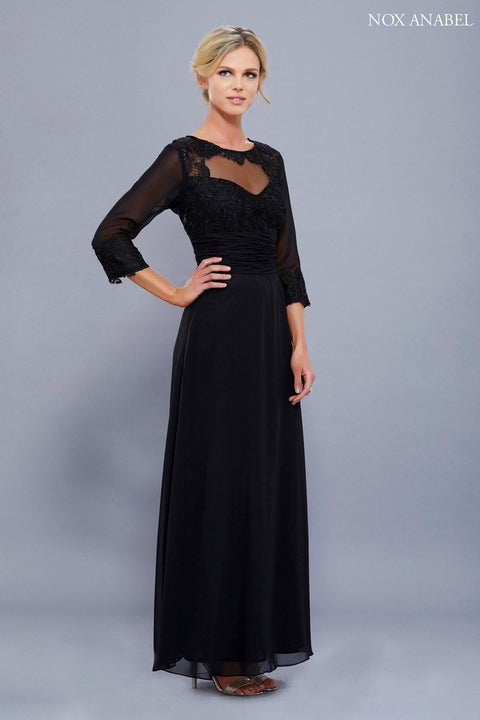 Long Lace Bodice Chiffon Mother of the Bride Dress 5101 by Nox Anabel