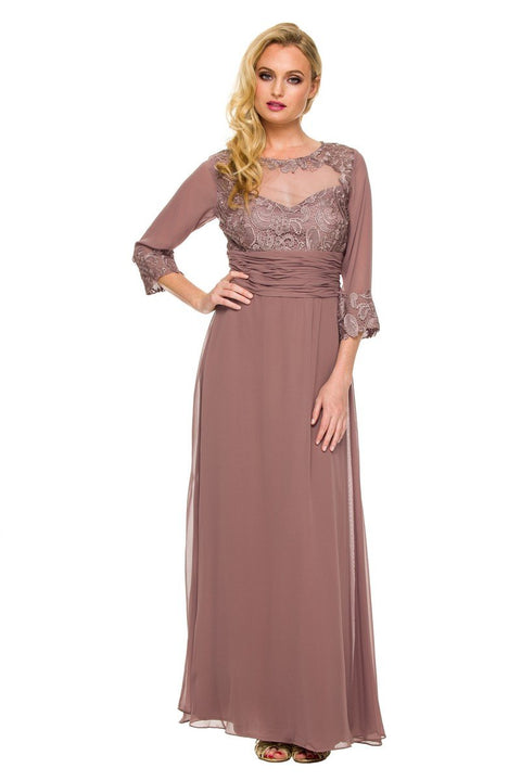 Long Lace Bodice Chiffon Mother of the Bride Dress 5101 by Nox Anabel