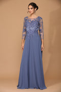 Long Mother of the Bride Formal Chiffon Dress with Sleeves