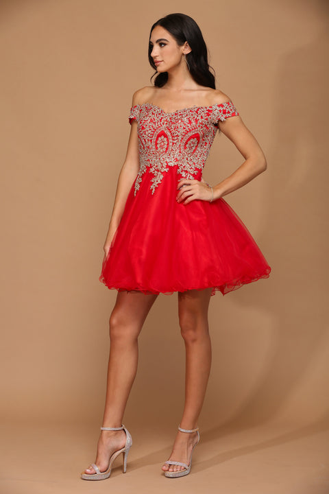 Off Shoulder Homecoming  Short Cocktail Dress