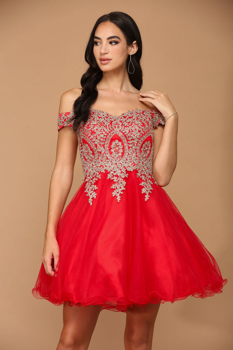 Off Shoulder Homecoming  Short Cocktail Dress