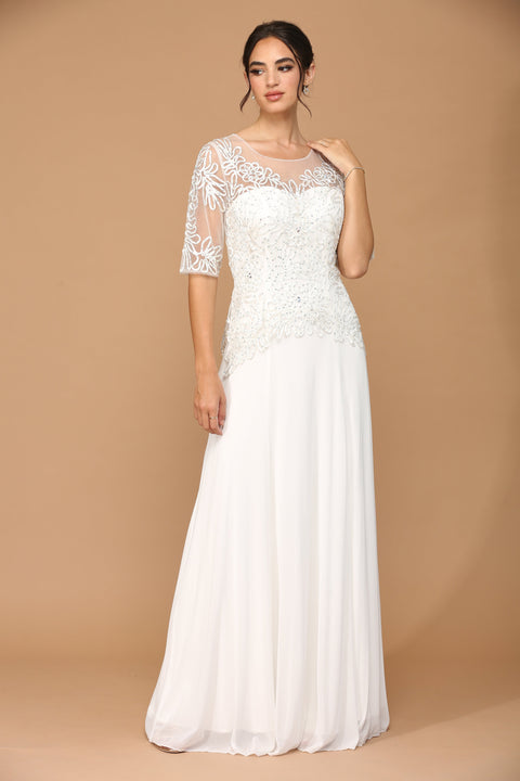 Elegant Mother of the Bride and Groom Formal Embroidered Dress