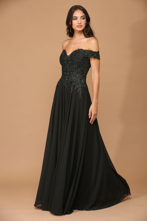 Off Shoulder Formal Chiffon Evening Prom Dress