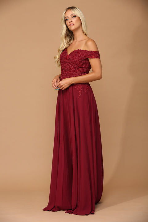 Off Shoulder Formal Chiffon Evening Prom Dress